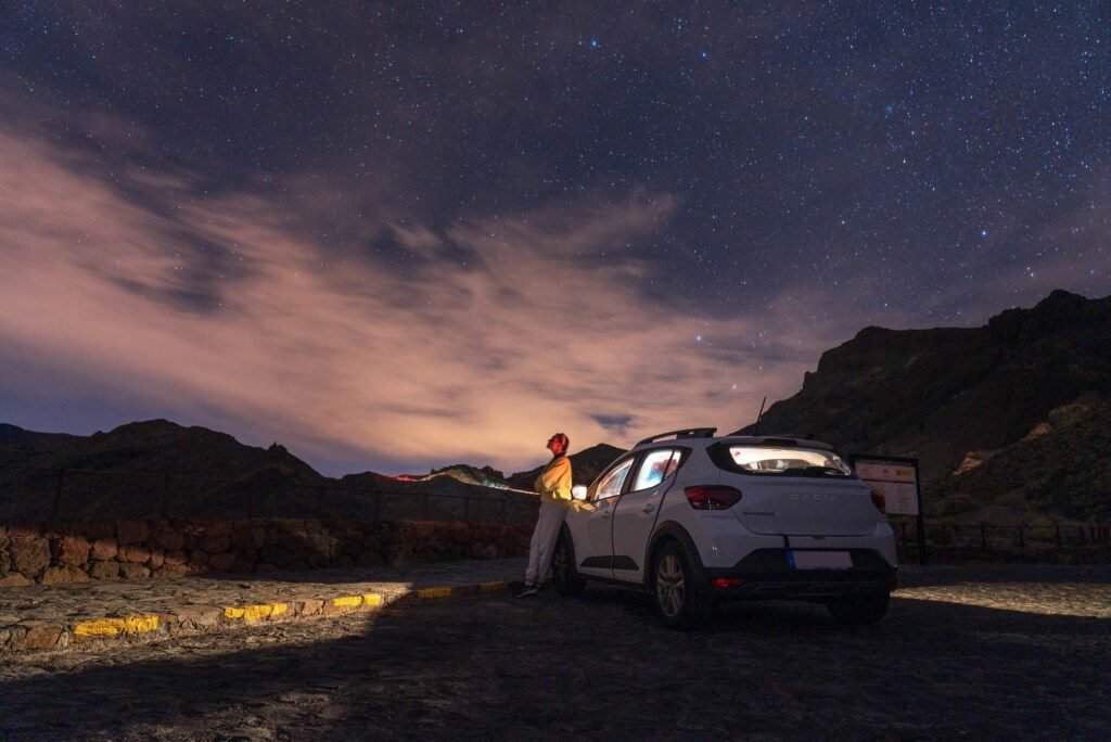 Experience an adventurous night under the starry sky near Santiago del Teide, Spain.